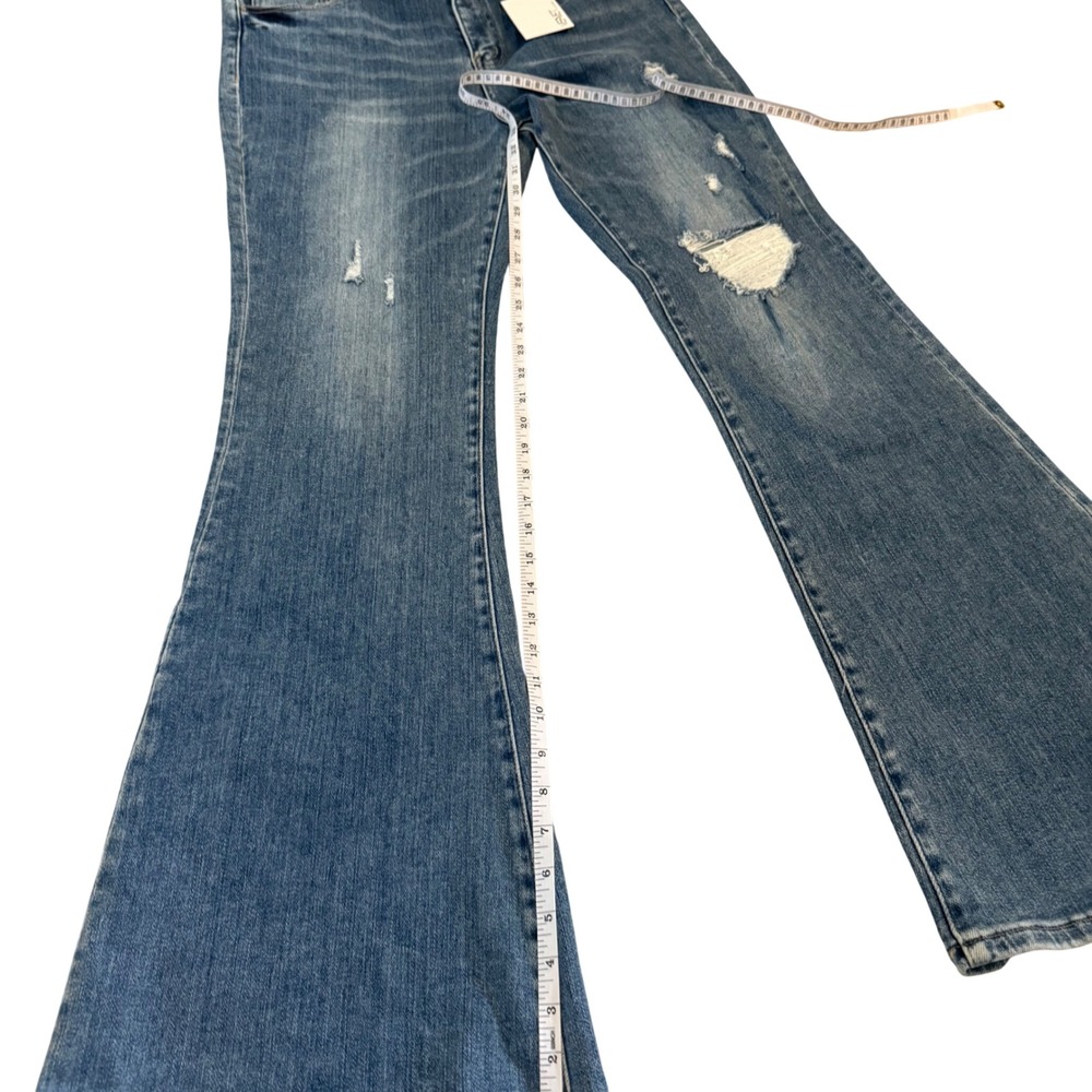 Vervet Bella High Rise Flare Jeans Distressed Medium Wash Blue V2813 Size 32 NEW - Picture 8 of 8